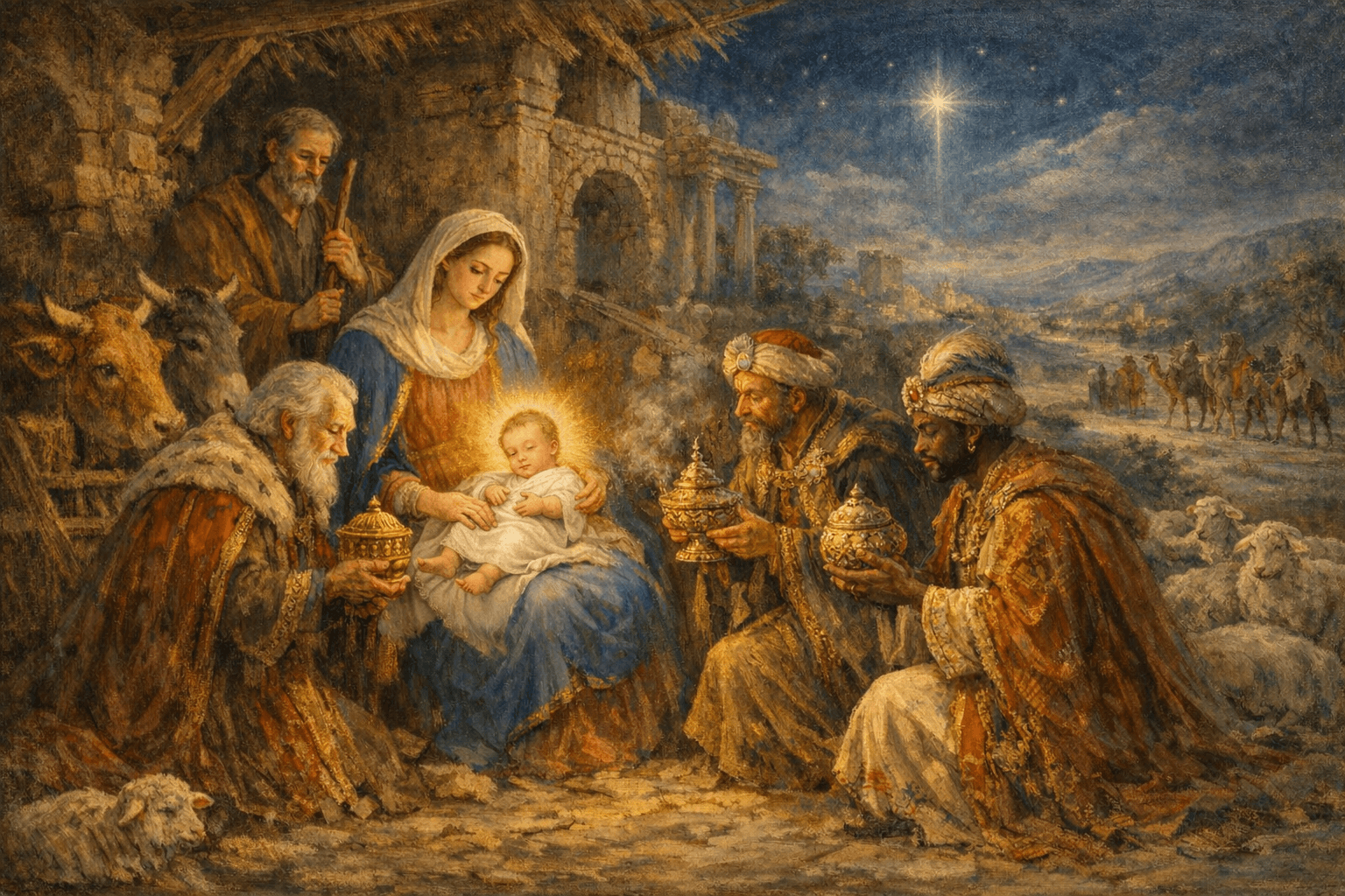 La adoración de los Magos al Niño Jesús